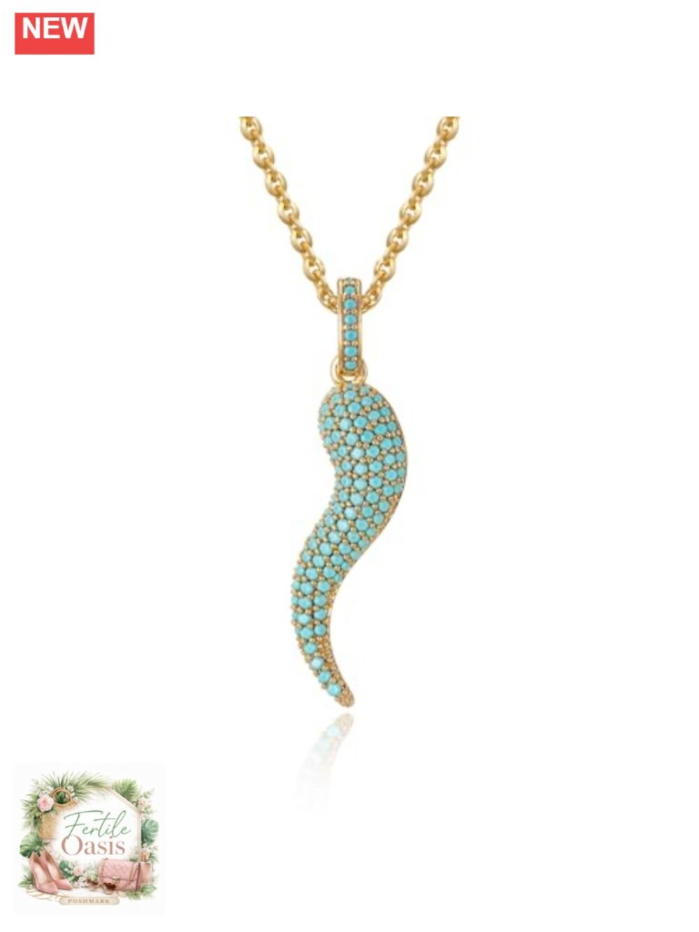 14k Gold Plated Dainty Italian Horn Pendant Necklace